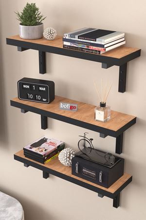 Bofigo Duvar Rafı Uçan Raf Duvar Rafı Tv Rafı Kitaplık Rafı 50 x 15 Cm Çam