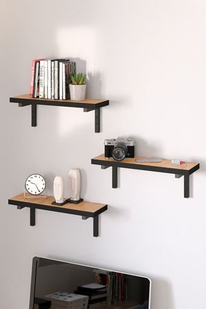 Bofigo Duvar Rafı Uçan Raf Duvar Rafı Tv Rafı Kitaplık Rafı 50 x 15 Cm Çam