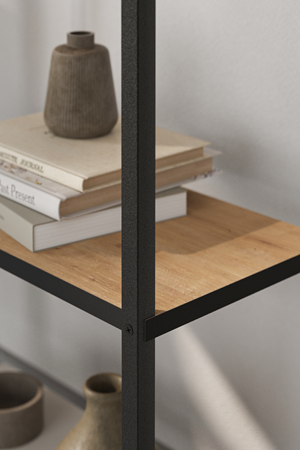 Bofigo 5 Raflı Kitaplık Dekoratif Kitaplık Metal Kitaplık Ofis Kitaplığı Aksesuar Rafı Efes Safir Meşe