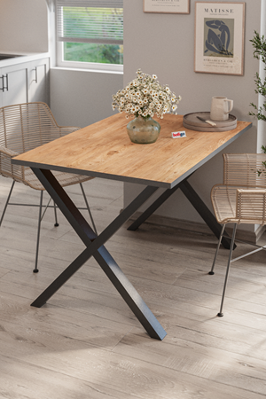 Bofigo Yemek Masası Metal Ayaklı Mutfak Masası Prag  80 x 120 Cm X Ayaklı Çam
