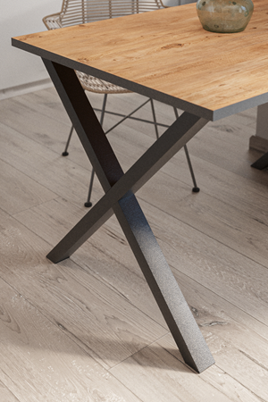 Bofigo Yemek Masası Metal Ayaklı Mutfak Masası Prag  80 x 120 Cm X Ayaklı Çam