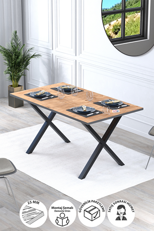 34-12-02  Luna Dining Table With X  Legs PINE