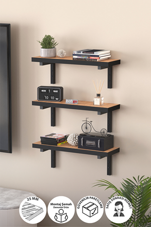 Bofigo Duvar Rafı Uçan Raf Duvar Rafı Tv Rafı Kitaplık Rafı 50 x 15 Cm Çam