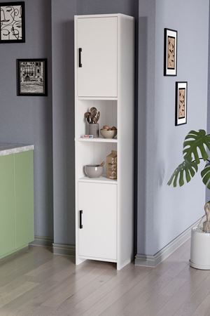 Bofigo 2 Kapaklı 6 Bölmeli Çok Amaçlı Dolap Alya Çok Amaçlı Mutfak Dolabı Banyo Dolabı Beyaz