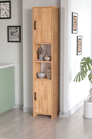 Bofigo 2 Kapaklı 6 Bölmeli Çok Amaçlı Dolap Alya Çok Amaçlı Mutfak Dolabı Banyo Dolabı Çam