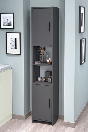Bofigo 2 Kapaklı 6 Bölmeli Çok Amaçlı Dolap Alya Çok Amaçlı Mutfak Dolabı Banyo Dolabı Antrasit