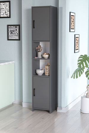 Bofigo 2 Kapaklı 6 Bölmeli Çok Amaçlı Dolap Alya Çok Amaçlı Mutfak Dolabı Banyo Dolabı Antrasit