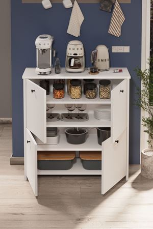 Bofigo 4 Kapaklı Dolap 4 Bölmeli Çok Amaçlı Dolap Mutfak Dolabı Banyo Dolabı Kiler Tetra Beyaz