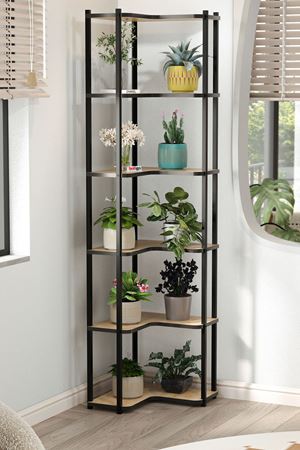 Bofigo 6 Raflı Çiçeklik Rafı Saksılık Standı Dekoratif Aksesuar Rafı Saksılık Sardes Safir Meşe