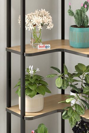 Bofigo 6 Raflı Çiçeklik Rafı Saksılık Standı Dekoratif Aksesuar Rafı Saksılık Sardes Safir Meşe