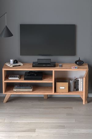 TV Sehpası Kapaklı Tv Sehpası Raflı TV Ünitesi Televizyon Sehpası 100 x 35 Cm Malta Çam