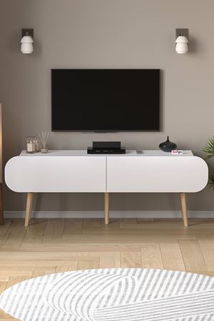 TV Sehpası 2 Kapaklı Tv Sehpası Düşer Kapaklı TV Ünitesi Televizyon Sehpası Tv Sehpası 120 Cm Sicilya Beyaz