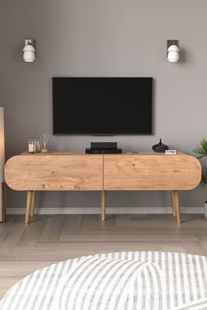 TV Sehpası 2 Kapaklı Tv Sehpası Düşer Kapaklı TV Ünitesi Televizyon Sehpası Tv Sehpası 120 Cm Sicilya Çam