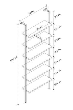 Bofigo 6 Raflı Duvara Monte Kitaplık Dekoratif Kitaplık Beyaz