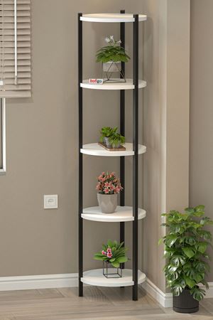 Bofigo 5 Raflı Çiçeklik Rafı Saksılık Standı Dekoratif Aksesuar Rafı Saksılık Lale Beyaz