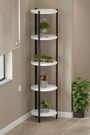 Bofigo 5 Raflı Çiçeklik Rafı Saksılık Standı Dekoratif Aksesuar Rafı Saksılık Lale Beyaz