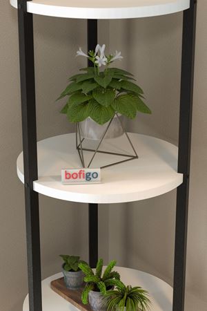 Bofigo 5 Raflı Çiçeklik Rafı Saksılık Standı Dekoratif Aksesuar Rafı Saksılık Lale Beyaz