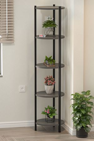 Bofigo 5 Raflı Çiçeklik Rafı Saksılık Standı Dekoratif Aksesuar Rafı Saksılık Lale Antrasit