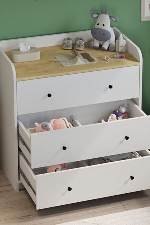 3 Çekmeceli Şifonyer 6 Bölmeli Şifonyer Dolap Yatak Odası Dolabı Begüm Safir Meşe Beyaz