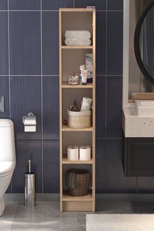 Bofigo Kapaklı 5 Bölmeli Çok Amaçlı Dolap Çok Amaçlı Mutfak Dolabı Banyo Dolabı Buket Safir Meşe