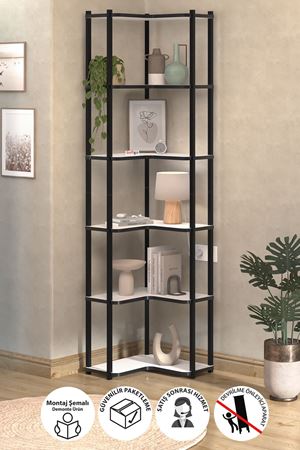 15-45-14 6-Shelf Metal Bookshelf and Decorative Storage Rack