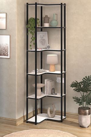 15-45-14 6-Shelf Metal Bookshelf and Decorative Storage Rack