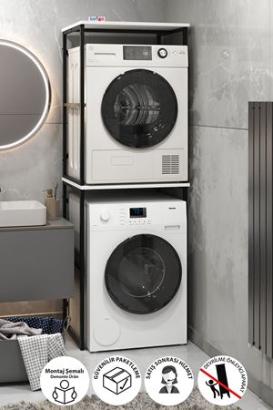 Bofigo Çamaşır Makinesi Dolabı Kurutma Makinesi Dolabı Metal Banyo Dolabı Seda Beyaz