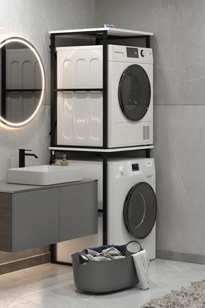 Bofigo Çamaşır Makinesi Dolabı Kurutma Makinesi Dolabı Metal Banyo Dolabı Seda Beyaz