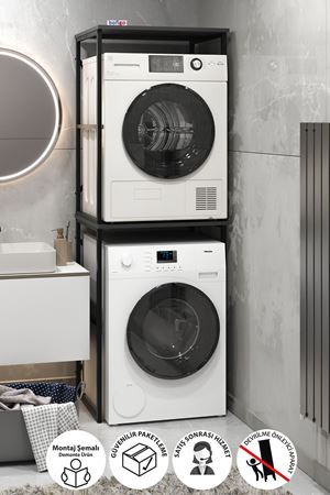 Bofigo Çamaşır Makinesi Dolabı Kurutma Makinesi Dolabı Metal Banyo Dolabı Seda Antrasit