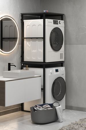 Bofigo Çamaşır Makinesi Dolabı Kurutma Makinesi Dolabı Metal Banyo Dolabı Seda Antrasit