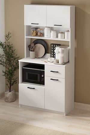 12-62-01 Bofigo Aybüke 4-Door Multi-Purpose Cabinet with Drawer – Kitchen Cabinet, Coffee Station, Pantry Storage Unit WHITE