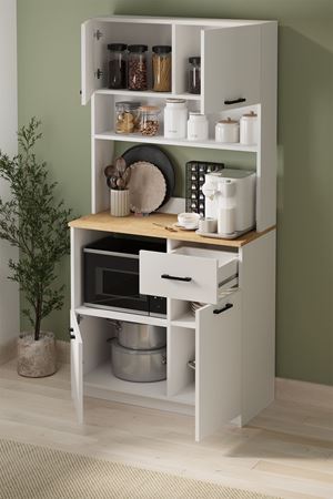 12-62-41 Bofigo Aybüke 4-Door Multi-Purpose Cabinet with Drawer – Kitchen Cabinet, Coffee Station, Pantry Storage Unit SAPPHIRE OAK