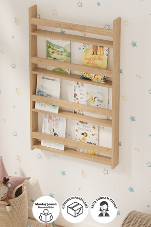 15-04-14 Montessori Bookshelf With 4 Shelves SAPPHIRE OAK