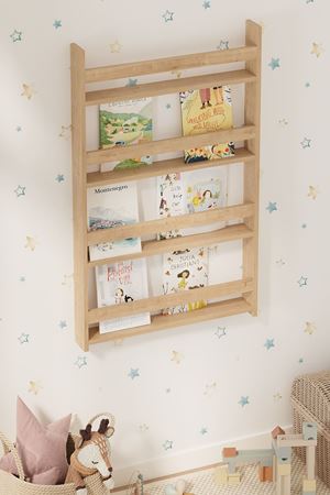 15-04-14 Montessori Bookshelf With 4 Shelves SAPPHIRE OAK