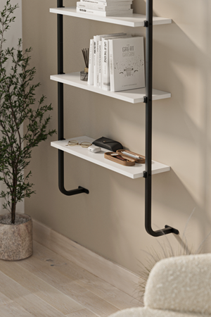 15-44-01 Wall Mounted 4 Shelves Metal Bookshelf WHITE