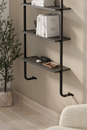 15-44-08 Wall Mounted 4 Shelves Metal Bookshelf ANTHRACITE