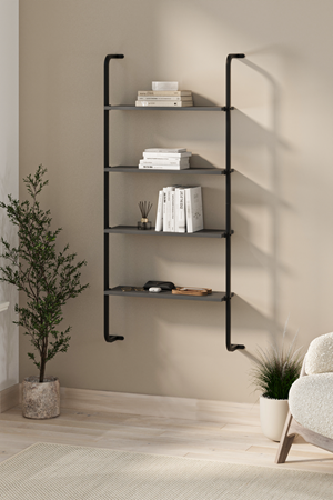 15-44-08 Wall Mounted 4 Shelves Metal Bookshelf ANTHRACITE