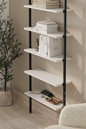 15-66-01 Wall Mounted 6 Shelves Metal Bookshelf WHITE
