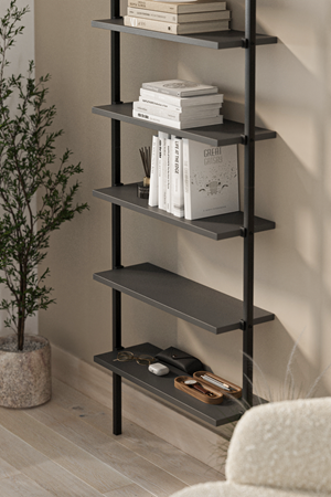 15-66-08 Wall Mounted 6 Shelves Metal Bookshelf ANTHRACITE