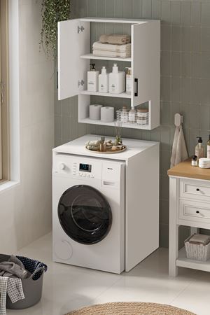 Bofigo Çamaşır Makinası Dolabı Kurutma Makinası Dolabı Banyo Dolabı Deniz Beyaz