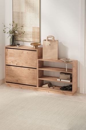 Bofigo Düşer Kapak Ayakkabılık 2 Kapaklı 5 Bölmeli Kayar Raflı Ayakkabılık Serap Çam