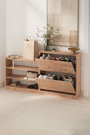 Bofigo Düşer Kapak Ayakkabılık 2 Kapaklı 5 Bölmeli Kayar Raflı Ayakkabılık Serap Çam