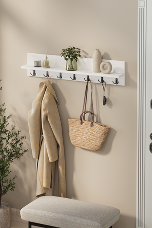 Bofigo Portmanto Duvar Askılığı Elbise Askılığı Yıldız Beyaz 91 Cm