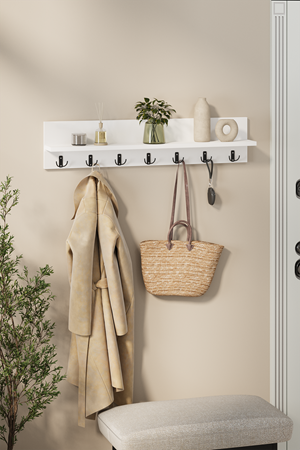 Bofigo Portmanto Duvar Askılığı Elbise Askılığı Yıldız Beyaz 91 Cm