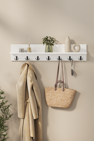 Bofigo Portmanto Duvar Askılığı Elbise Askılığı Yıldız Beyaz 91 Cm