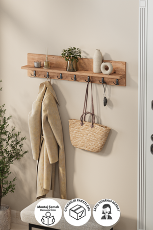 Bofigo Portmanto Duvar Askılığı Elbise Askılığı Yıldız Çam 91 Cm 