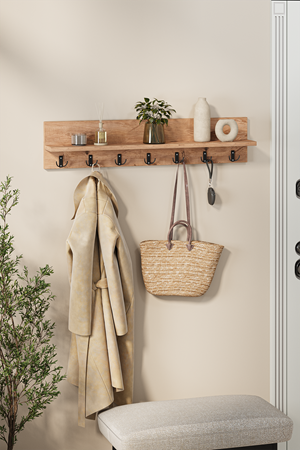 Bofigo Portmanto Duvar Askılığı Elbise Askılığı Yıldız Çam 91 Cm 