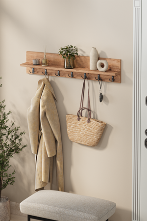 Bofigo Portmanto Duvar Askılığı Elbise Askılığı Yıldız Çam 91 Cm 