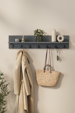 Bofigo Portmanto Duvar Askılığı Elbise Askılığı Yıldız Antrasit  91 Cm  