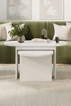 Bofigo 2li Orta Sehpa Dekoratif Sehpa Yan Sehpa Açelya Beyaz